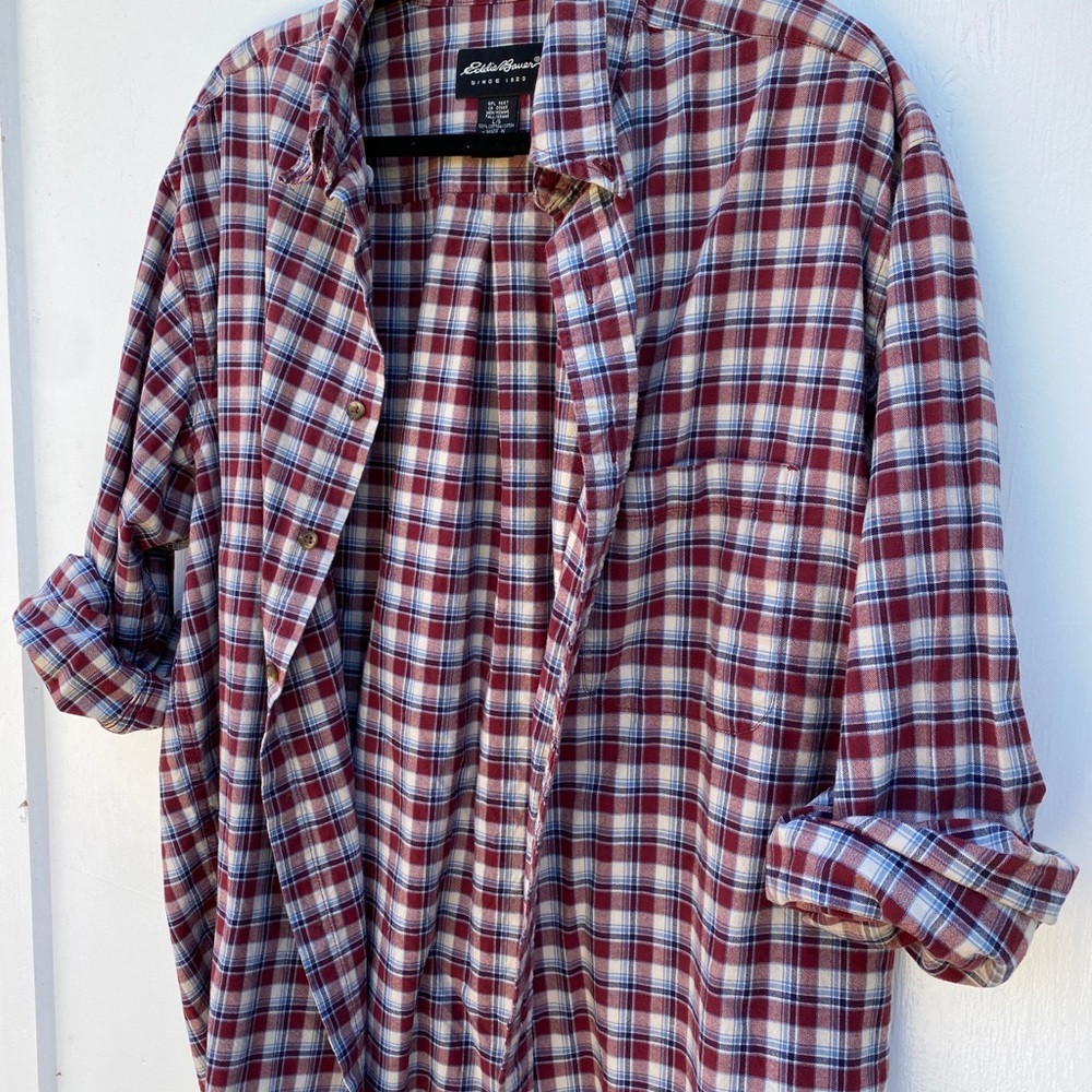 Vintage Eddie Bauer Flannel Button Down Plaid Shirt
